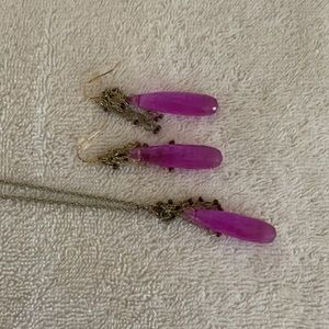 Purple Beaded Necklace & Earring Set